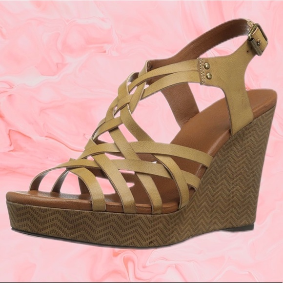 Dolce by Mojo Moxy Brown Platform Strap Woven Wedges Size 8.5 - Picture 2 of 6